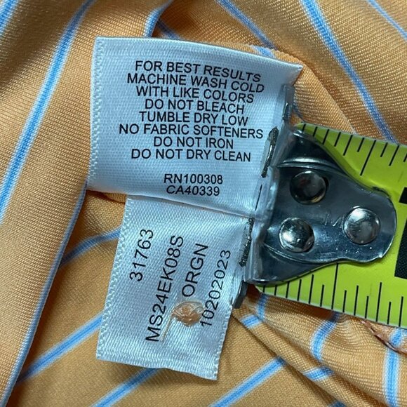 Peter Millar Summer Comfort Mens Performance Orange‎ Blue Striped Polo Shirt XXL - Picture 6 of 7